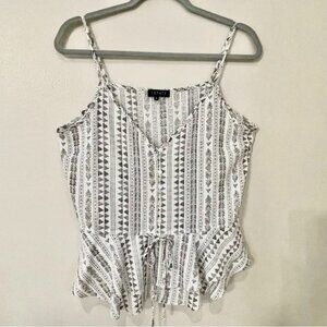 STATE Women's Geometric White and Brown Camisole